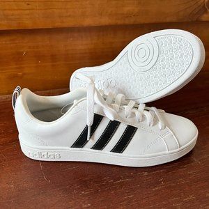 NWOT Adidas Grand Court White with Black Stripes Women's Sneakers, Size 8.5